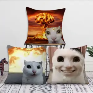 Zierkissenbezug 45x45 mit Katzen-Motiven und Atompilz – Bild 2