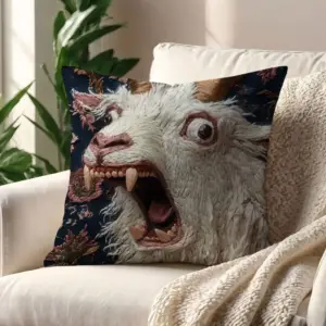 Sofa Kissenbezug 40 × 40 cm mit Ziegengesicht-Motiv – Bild 2
