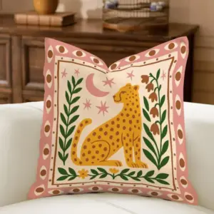 02-40 Deko Kissenbezüge 40x40 mit Leoparden und Boho-Motiven – Bild 2