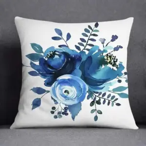 02-7 Kissenbezug 45x45 mit geometrischem Muster in Marineblau – Bild 2