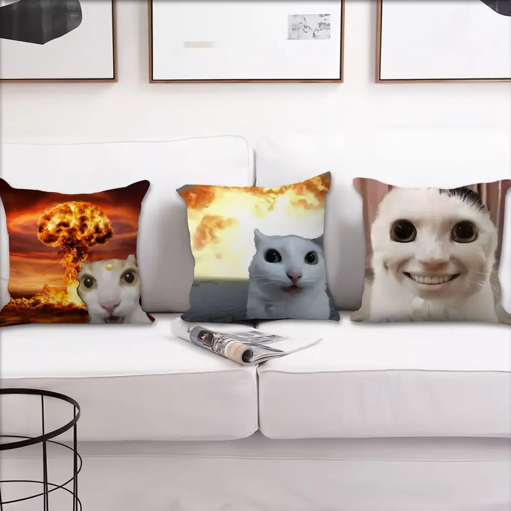 Zierkissenbezug 45x45 mit Katzen-Motiven und Atompilz – Bild 4