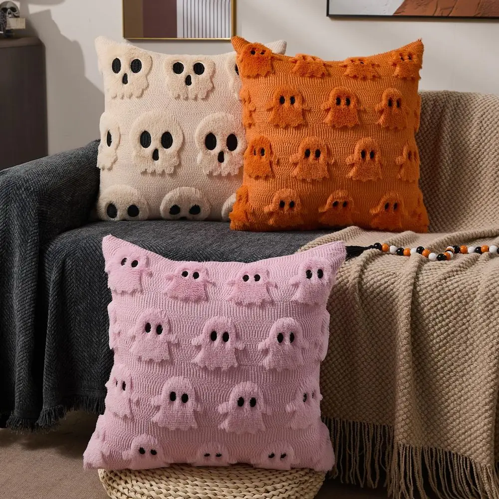 Kissenbezug 45x45 Weiß mit Geistern, Halloween-Deko – Bild 3