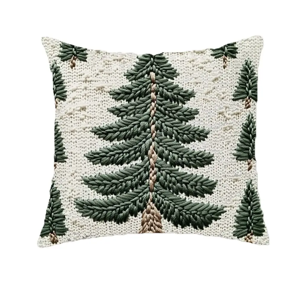 Kissenbezug 45x45 Weihnachten mit Tannenbaum in Strickoptik – Bild 3