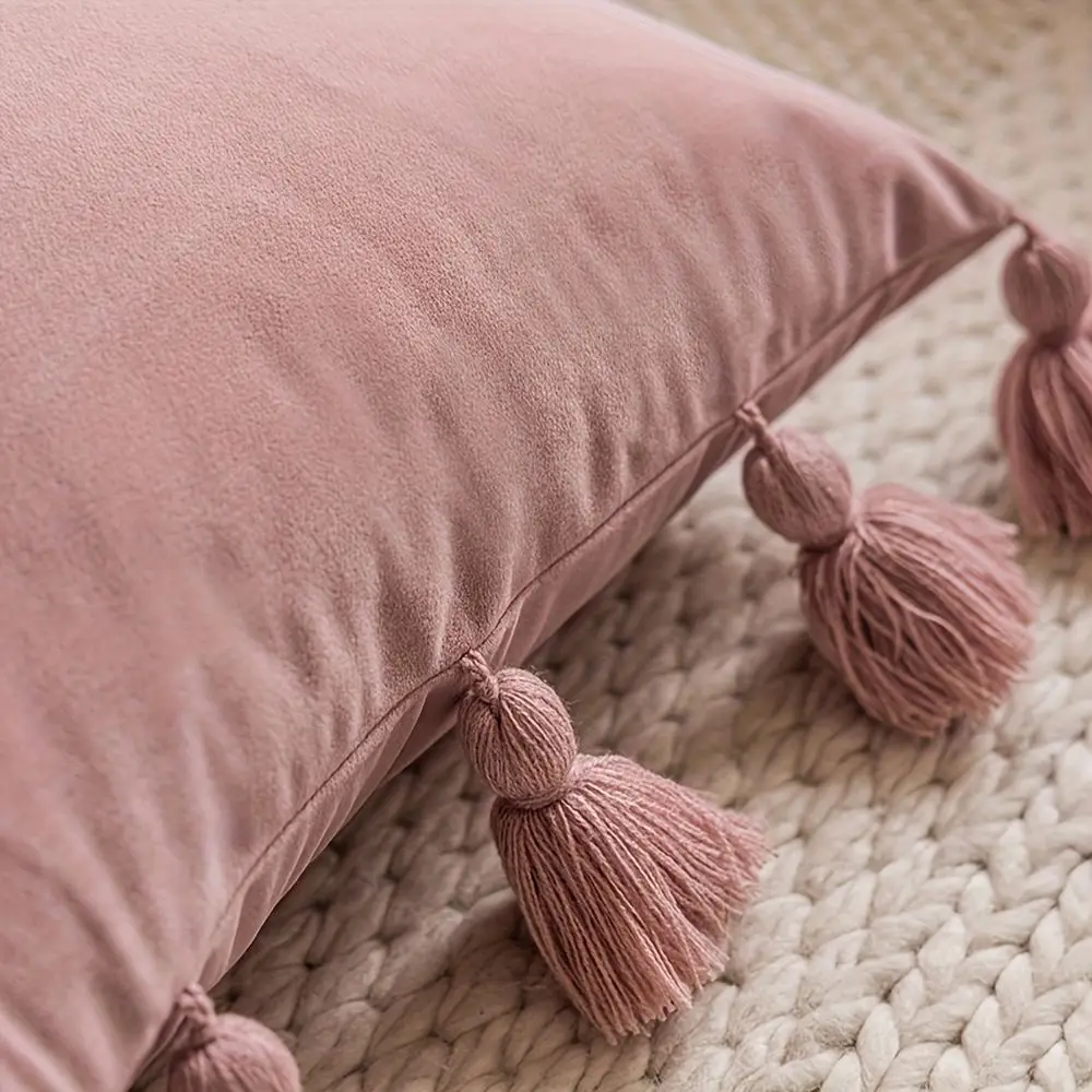 Kissenhülle Beige Boho mit Quasten – Bild 4