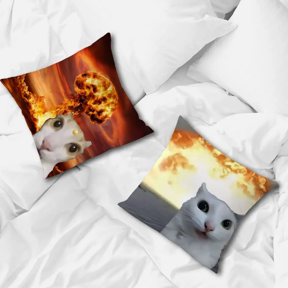 Zierkissenbezug 45x45 mit Katzen-Motiven und Atompilz – Bild 5