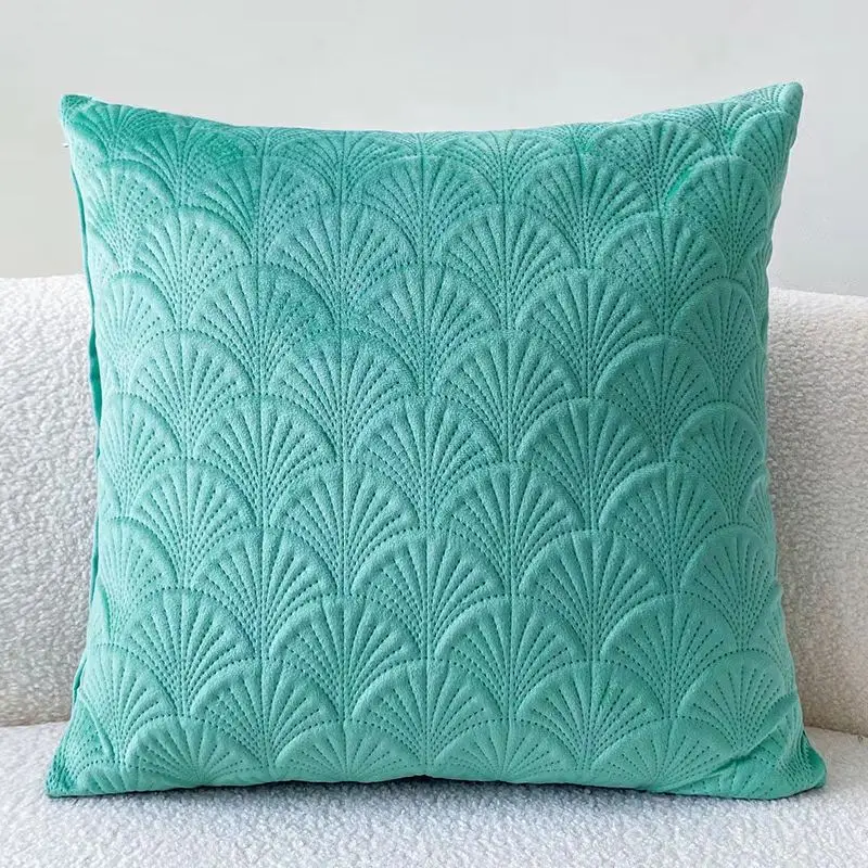 Kissenbezug Altrosa Samtoptik 45 × 45 cm mit Fächermuster – Bild 4
