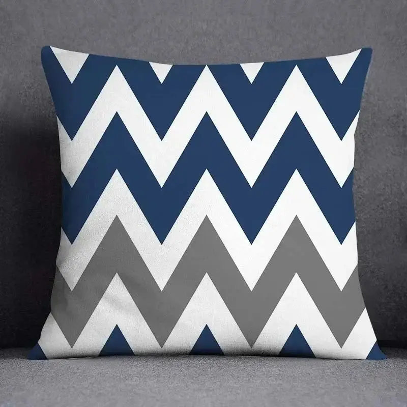 Kissenbezug 45x45 mit geometrischem Muster in Marineblau – Bild 3