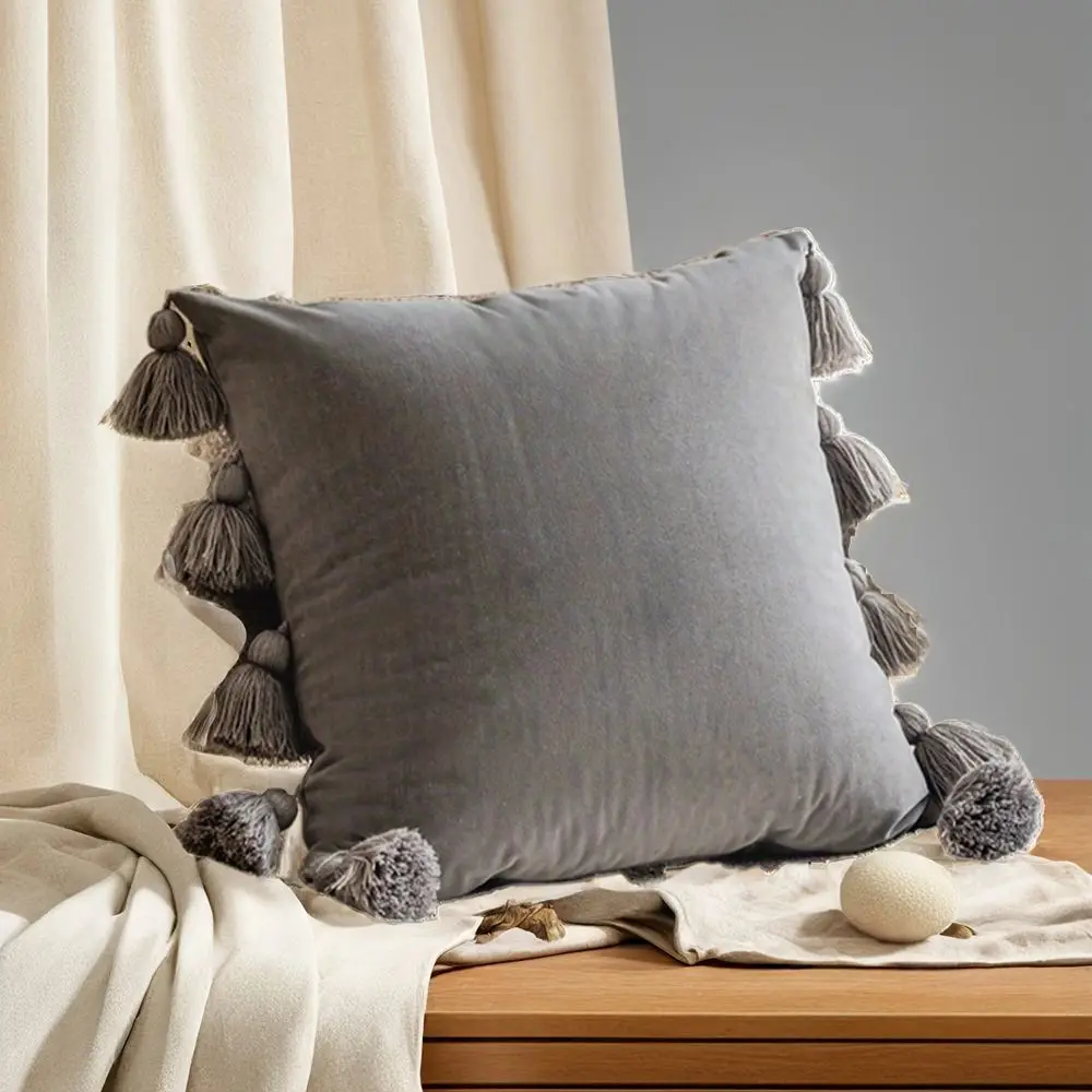 Kissenhülle Beige Boho mit Quasten – Bild 5