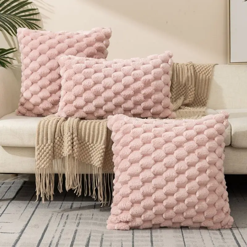 Kissenbezug Rosa 45 × 45 cm mit weicher Wabenstruktur – Bild 6
