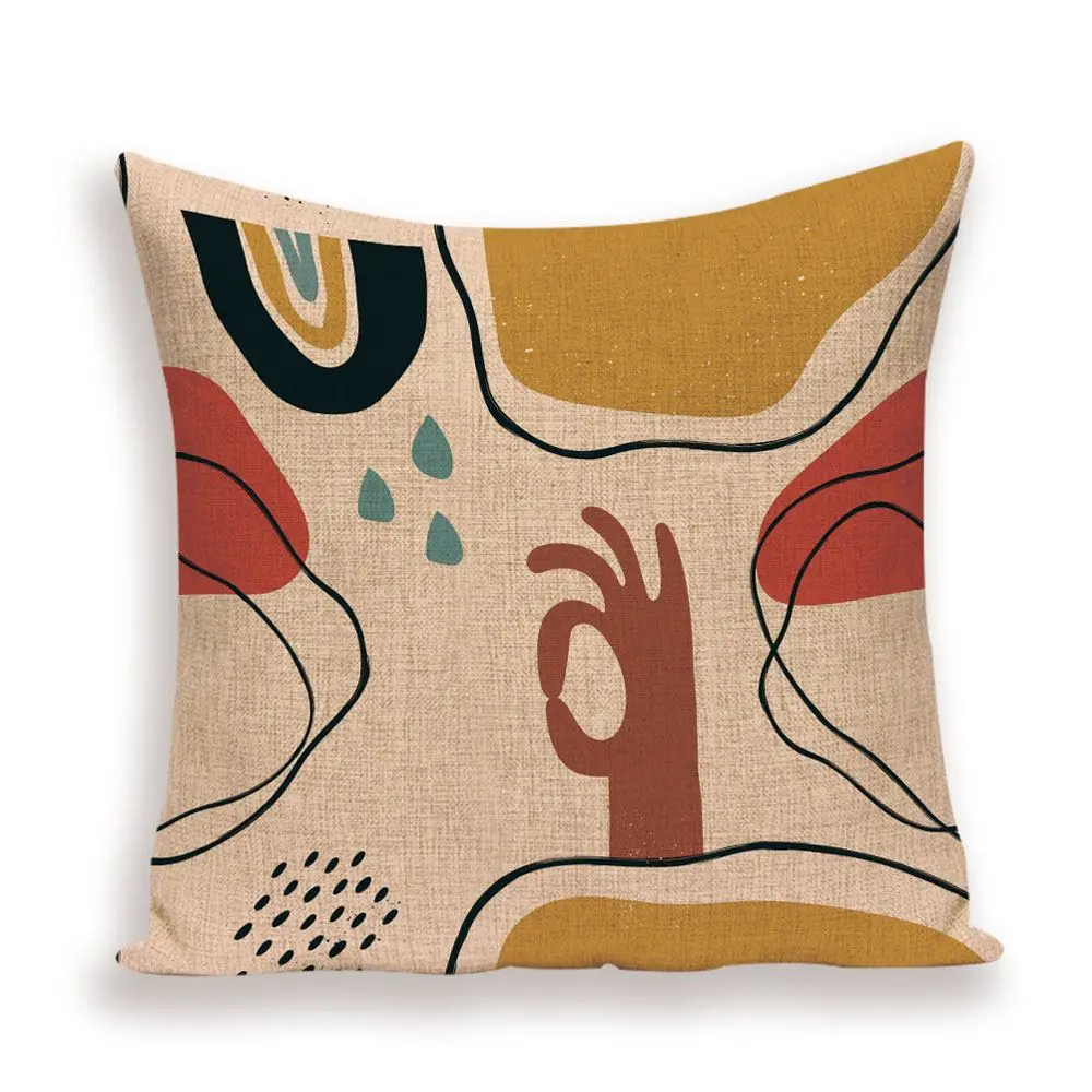 Kissenbezug mit Frauenportrait und Leopard, bunter Druck – Bunt – Hand