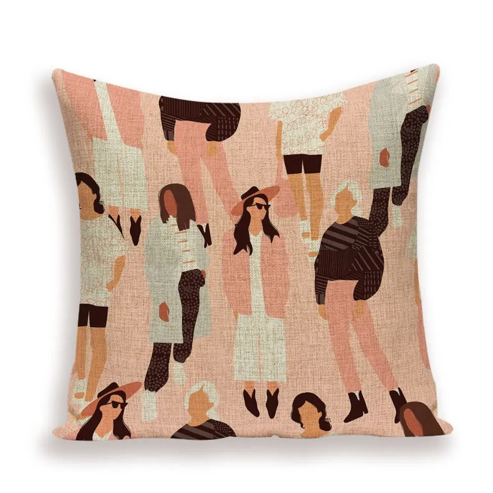Kissenbezug mit Frauenportrait und Leopard, bunter Druck – Bunt – Silhouetten