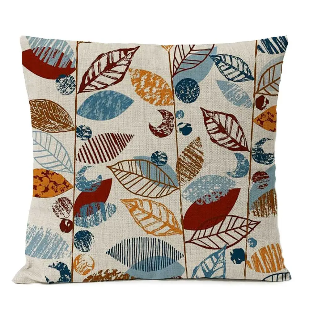 Kissenbezug mit grafischen Blumen und Formen, bedruckt – Bunt – Blätter