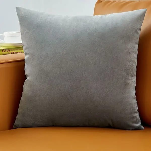 Kissenbezug 40 × 40 cm in Samtoptik, einfarbig und weich – Hellgrau