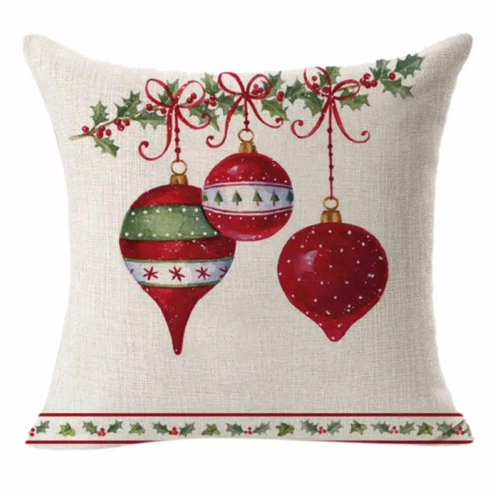 Kissenbezug 50 × 50 cm Baumwolle mit Weihnachtsmotiv – Beige – Kugeln