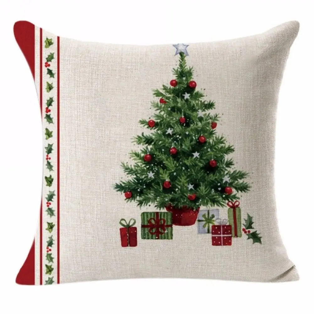 Kissenbezug 50 × 50 cm Baumwolle mit Weihnachtsmotiv – Beige – Tannenbaum