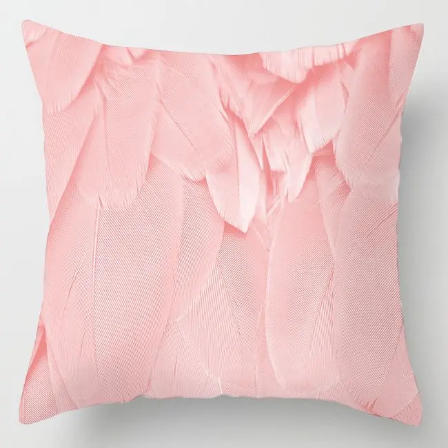 Kissenbezug 50x50 in Samtoptik mit Herz-Leopardenmuster – Rosa – Federn