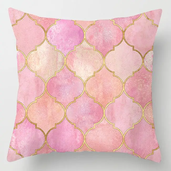 Kissenbezug 50x50 in Samtoptik mit Herz-Leopardenmuster – Rosa – Marokkanisch