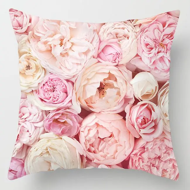 Kissenbezug 50x50 in Samtoptik mit Herz-Leopardenmuster – Rosa – Rosen