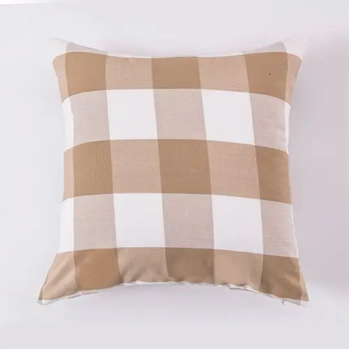 Kissenbezug Beige kariert und gestreift – Beige – Karo groß