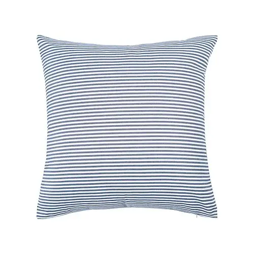 Kissenbezug mit Karo- und Streifenmuster in Marineblau – Marineblau – gestreift