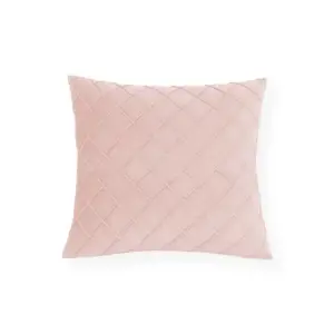 Kissenbezug 50 × 50 cm Rosa mit Rautenmuster in Samtoptik – Rosa