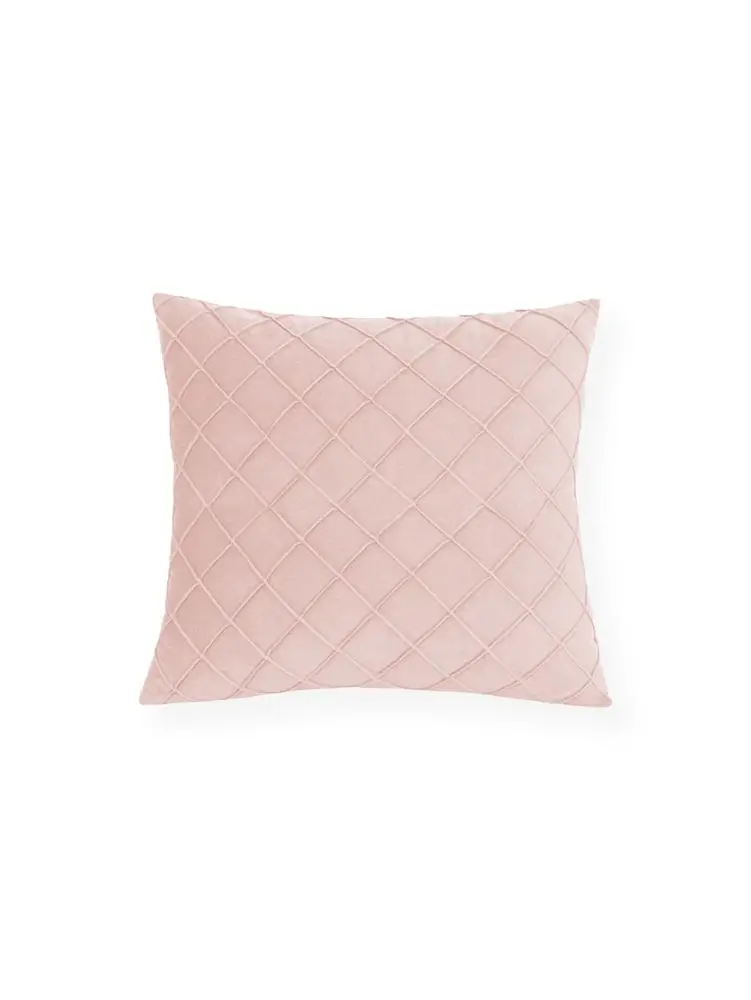 Kissenbezug 50 × 50 cm Rosa mit Rautenmuster in Samtoptik – Rosa