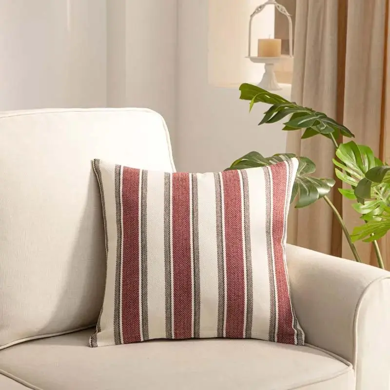 Kissenbezug Rot 40 × 40 cm gestreift mit feiner Webstruktur – Rot – gestreift