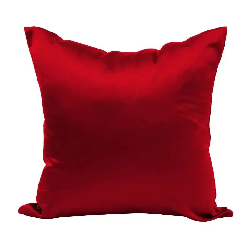 Kissenhülle Beige einfarbig in glänzender Satinoptik – Rot