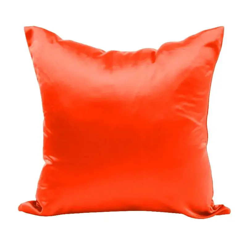 Kissenhülle Beige einfarbig in glänzender Satinoptik – Orange