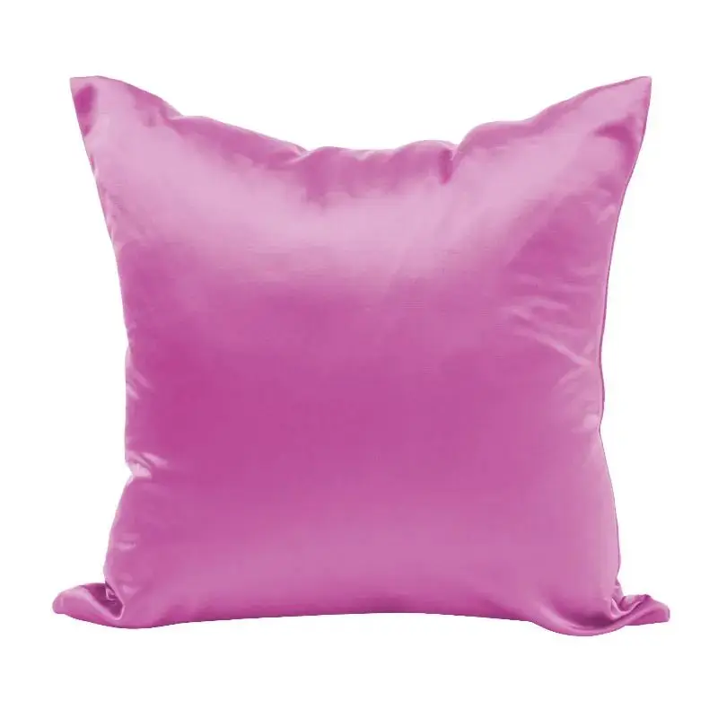 Kissenhülle Beige einfarbig in glänzender Satinoptik – Pink
