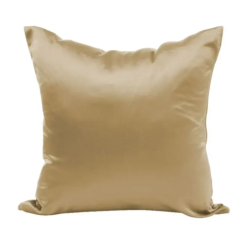 Kissenhülle Beige einfarbig in glänzender Satinoptik – Camel