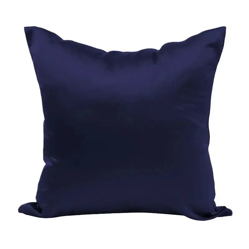 Kissenhülle Beige einfarbig in glänzender Satinoptik – Marineblau