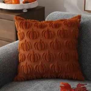Kissenbezüge in Altrosa und Orange mit Noppenstreifen – Orange – Kürbis