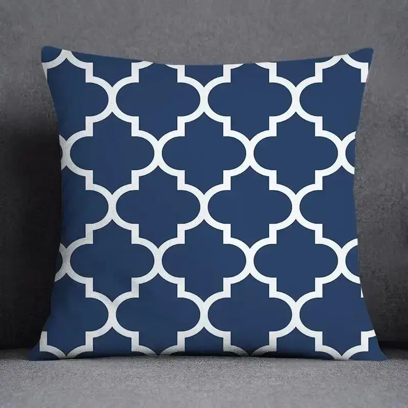 Kissenbezug 45x45 mit geometrischem Muster in Marineblau – Marineblau – Marokkanisch
