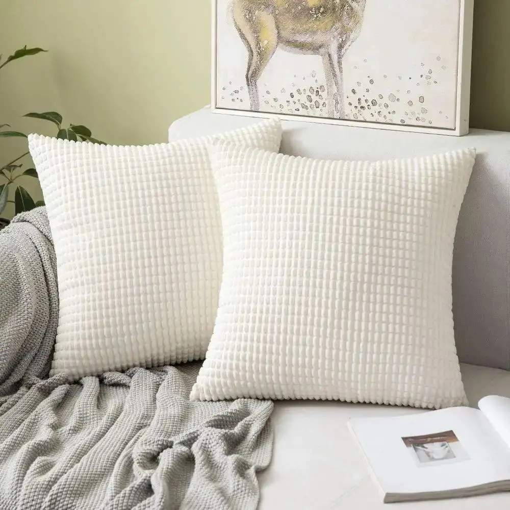 Kissenbezug 40 × 40 cm Baumwolle mit Noppen-Struktur – Creme