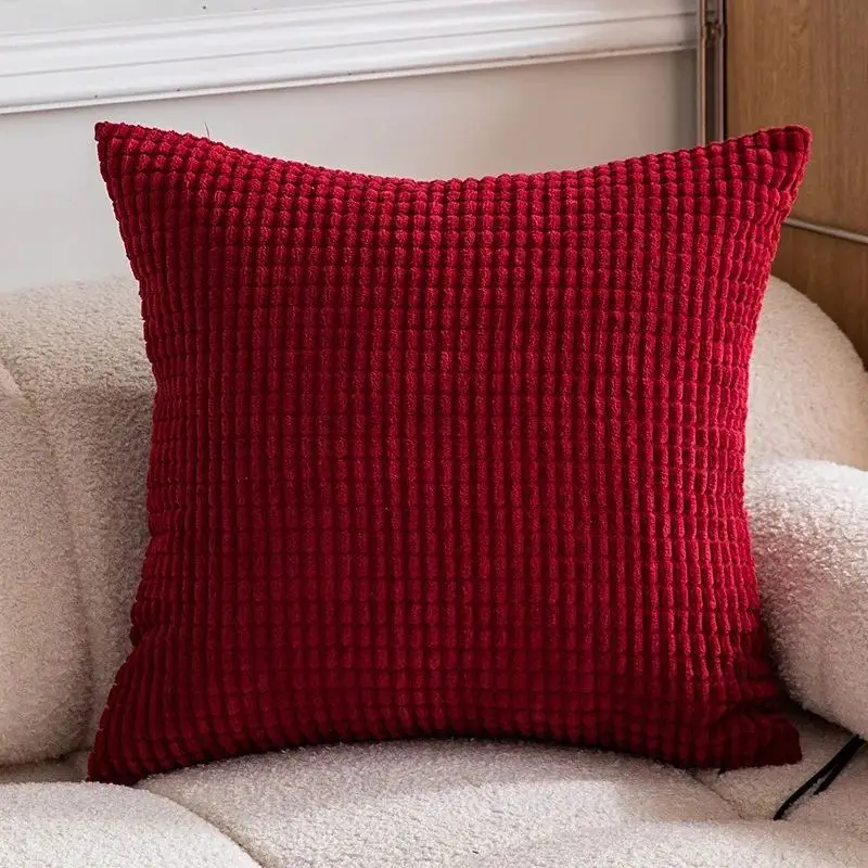 Kissenbezug 40 × 40 cm Baumwolle mit Noppen-Struktur – Weinrot