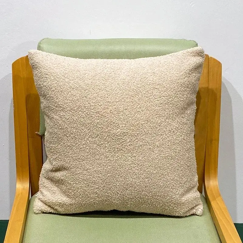 Kissenbezüge Hellblau Grau mit weicher Teddy-Struktur – Beige
