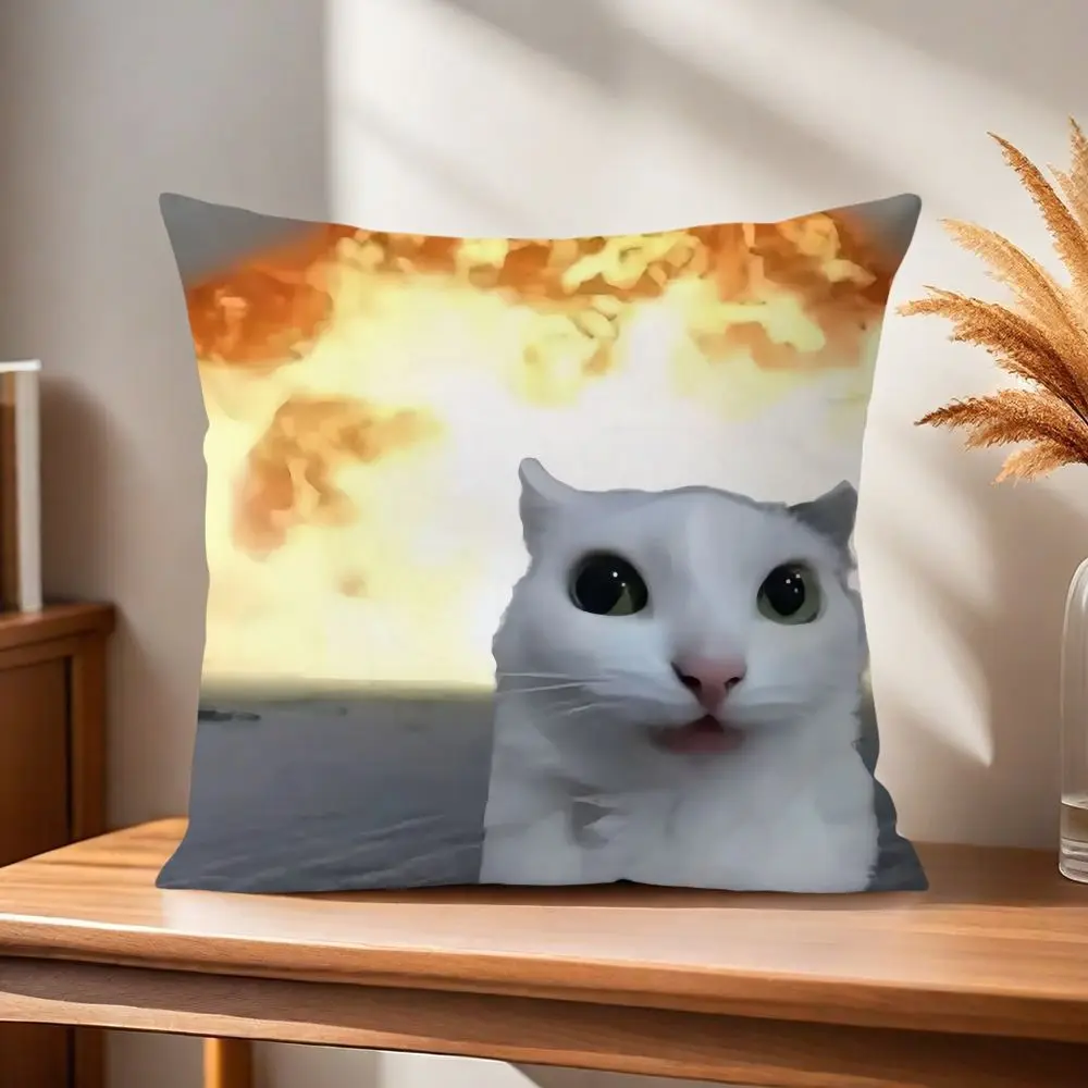Zierkissenbezug 45x45 mit Katzen-Motiven und Atompilz – Bunt – Explosion