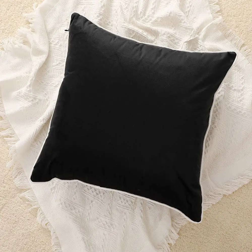 Kissenbezug 50 × 50 cm Schwarz Weiß mit Kontrastkante – Schwarz