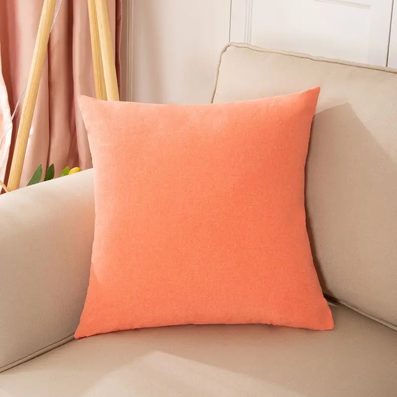 Kissenbezug 50 × 50 cm Creme, einfarbig mit feiner Struktur – Orange