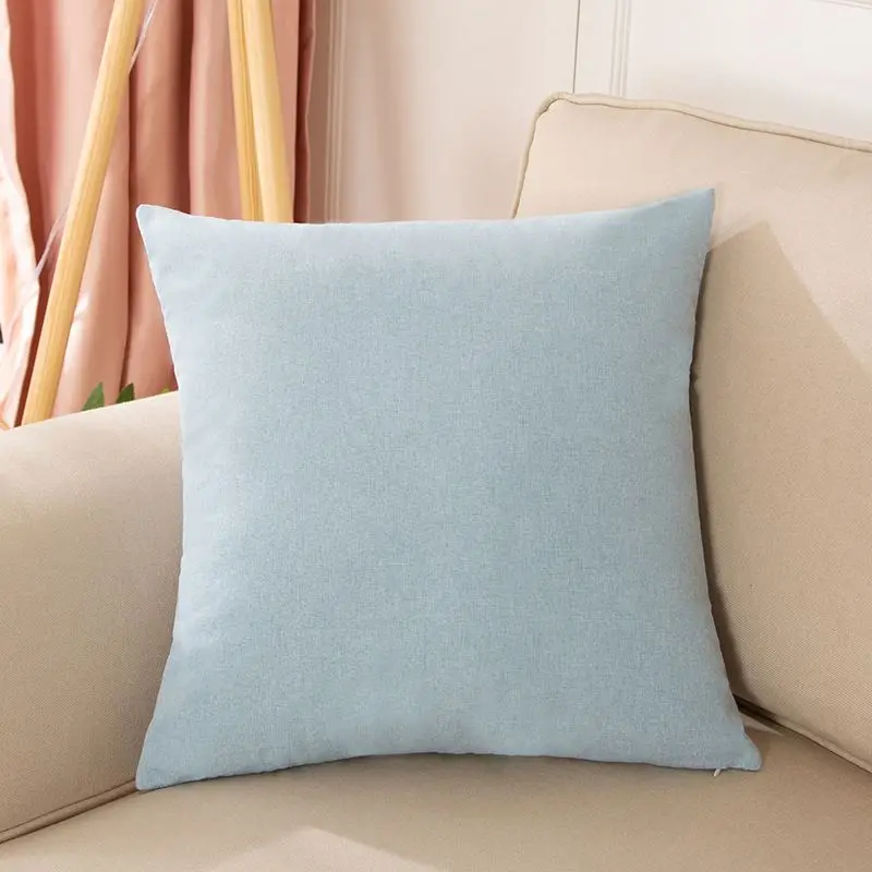 Kissenbezug 50 × 50 cm Creme, einfarbig mit feiner Struktur – Hellblau
