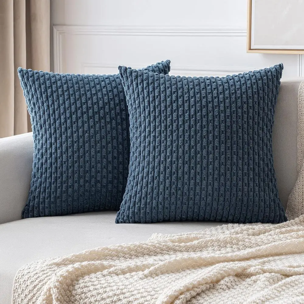 Kissenbezug Blau mit Noppenstruktur und Reißverschluss – Blau