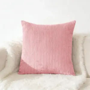 Rosa Kissenbezüge in Cord-Optik mit breiten Streifen – Rosa
