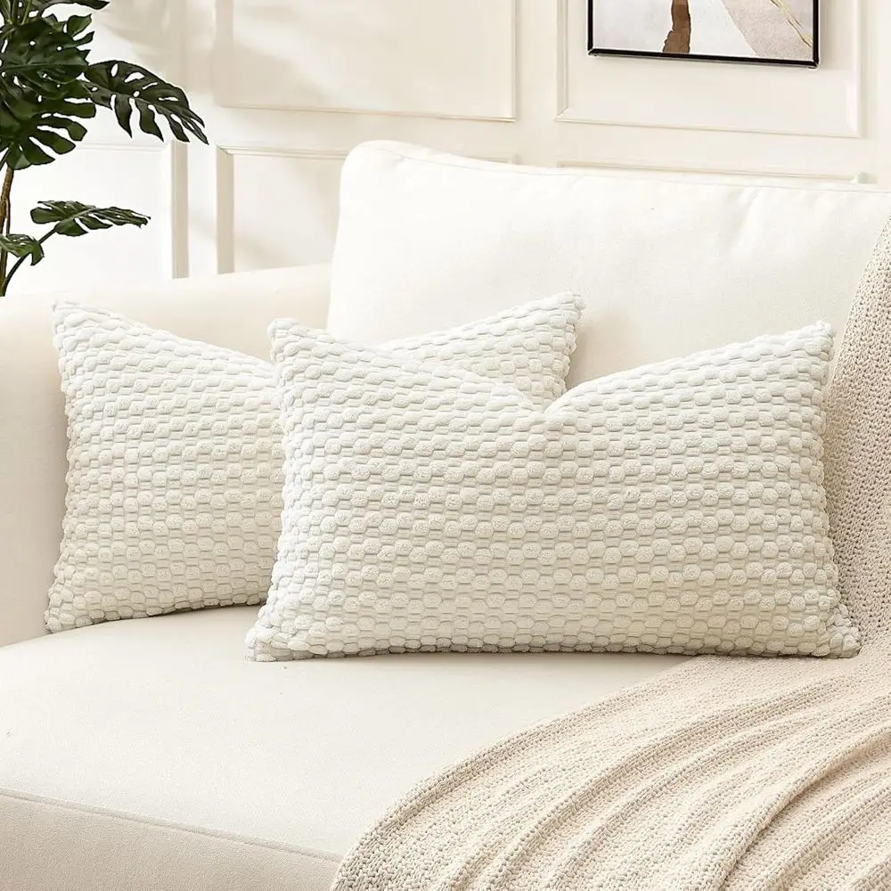 Kissenbezüge Grün 40 × 40 cm mit genoppter Struktur – Creme