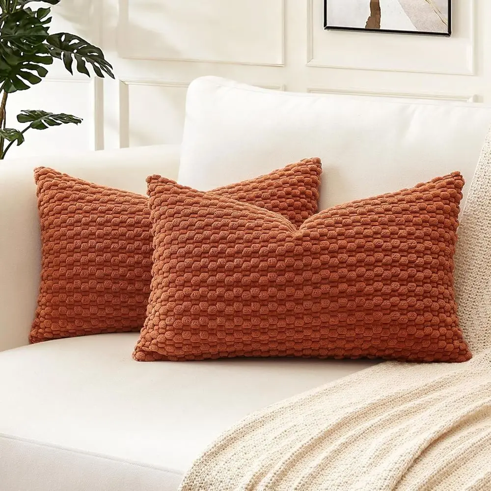 Kissenbezüge Grün 40 × 40 cm mit genoppter Struktur – Orange