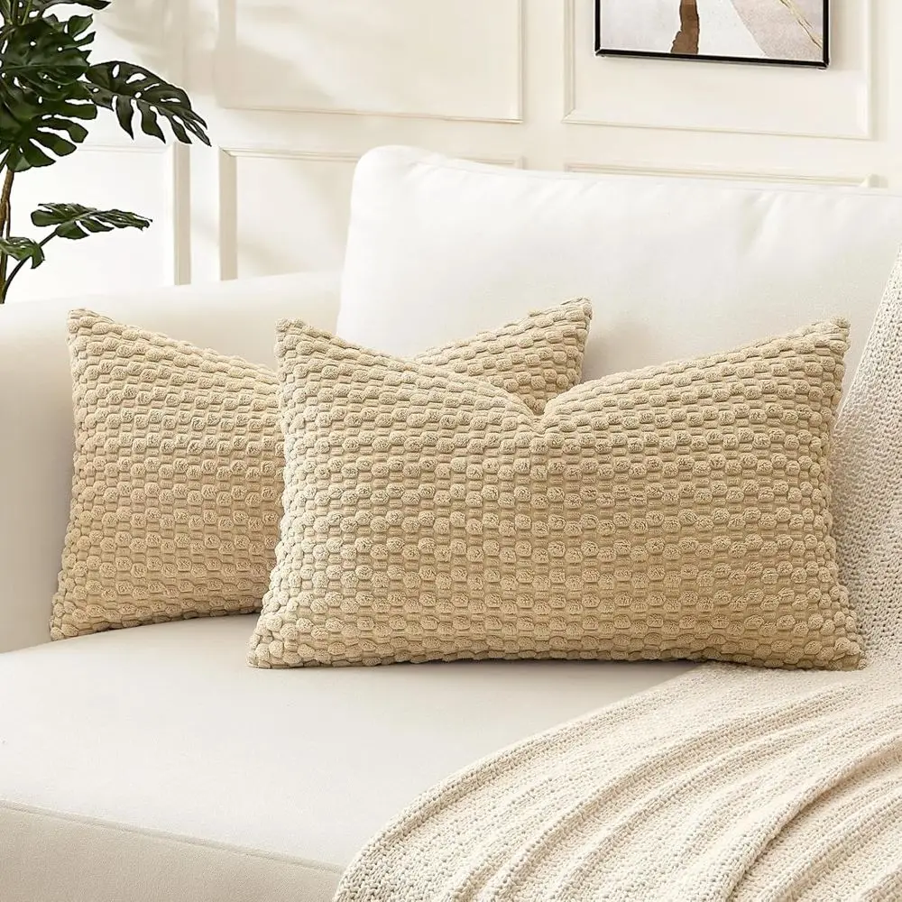 Kissenbezüge Grün 40 × 40 cm mit genoppter Struktur – Beige