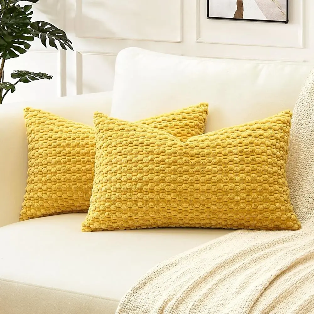 Kissenbezüge Grün 40 × 40 cm mit genoppter Struktur – Gelb