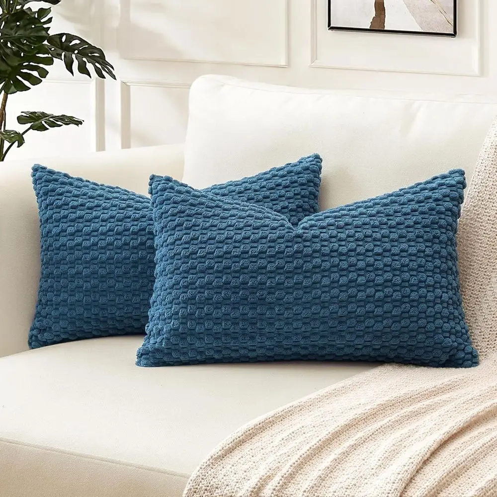 Kissenbezüge Grün 40 × 40 cm mit genoppter Struktur – Blau