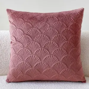 Kissenbezug Altrosa Samtoptik 45 × 45 cm mit Fächermuster – Altrosa