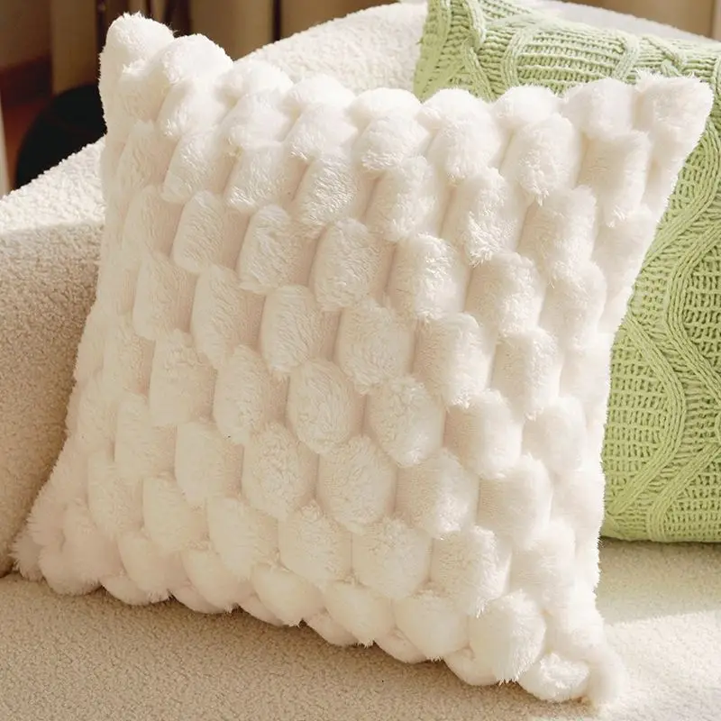 Kissenbezug Rosa 45 × 45 cm mit weicher Wabenstruktur – Weiß